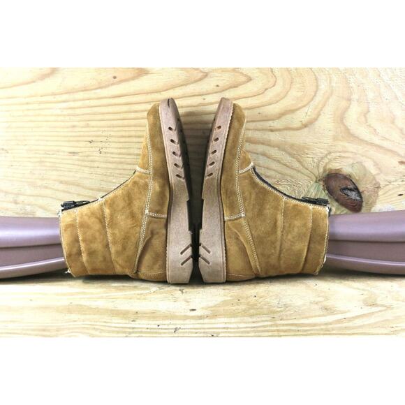 Hush Puppies Boots Womens 9 Brown Suede Sherpa Lined Zip Vintage 70s Ankle - Picture 4 of 7